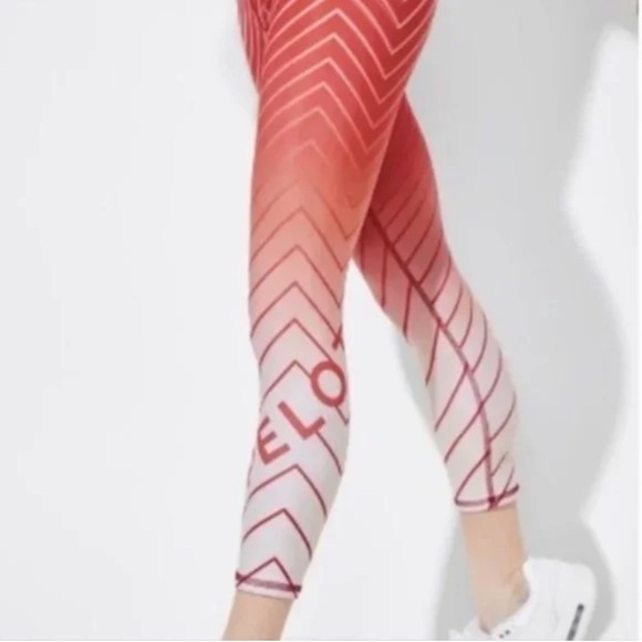 Peloton Terez Red/Orange Stripe Leggings Womens Size Medium new with tags - Picture 1 of 8